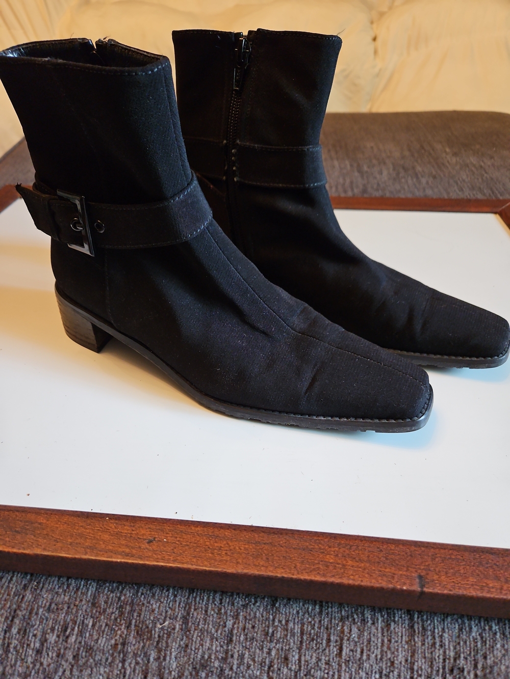 Stuart Weitzman Size 7 Narrow Black Ankle Boots with Buckle Strap